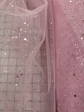 Glitter Sequined Tulle - 58/60-inches Wide Glitter Hologram Mesh Sequined Pink